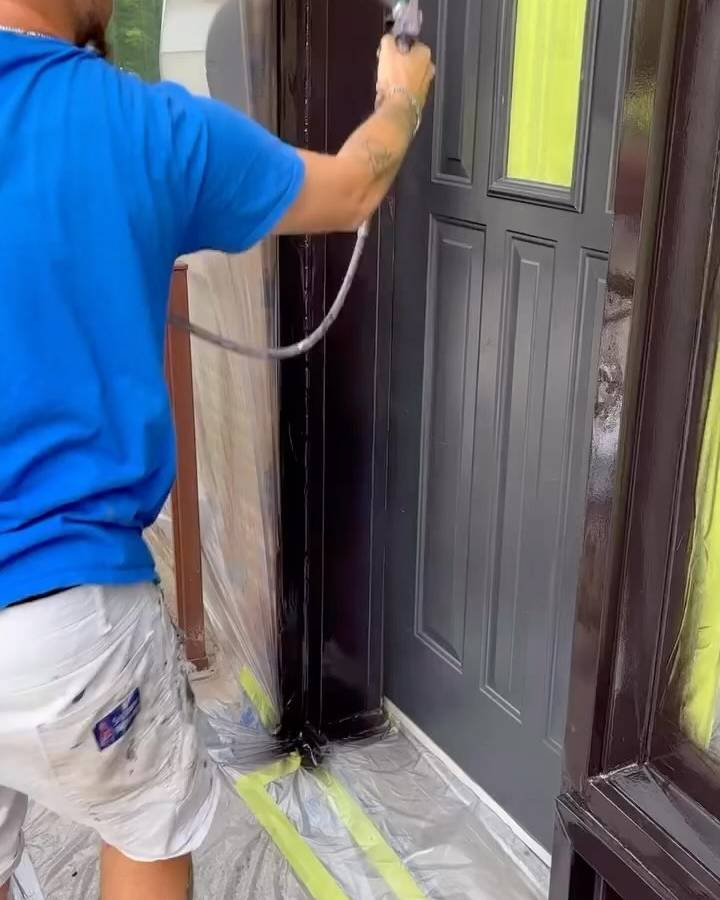 Front door, spray-painted on site