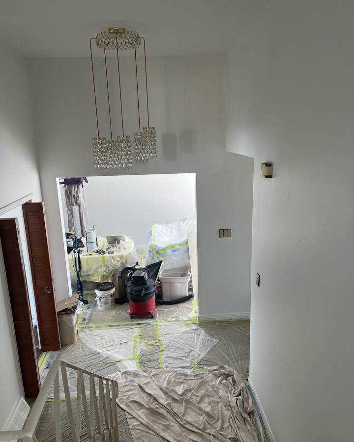 Stairwell and hallway, two coats